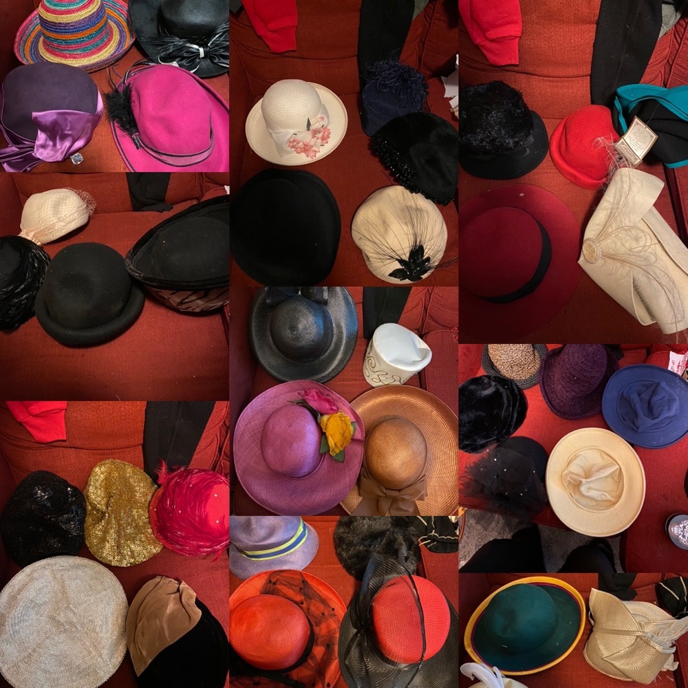 lot of 47 womens hats, christian dior, whittal and shor, mysha